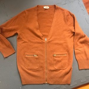 Jcrew Cashmere zip pocket cardigan - orange